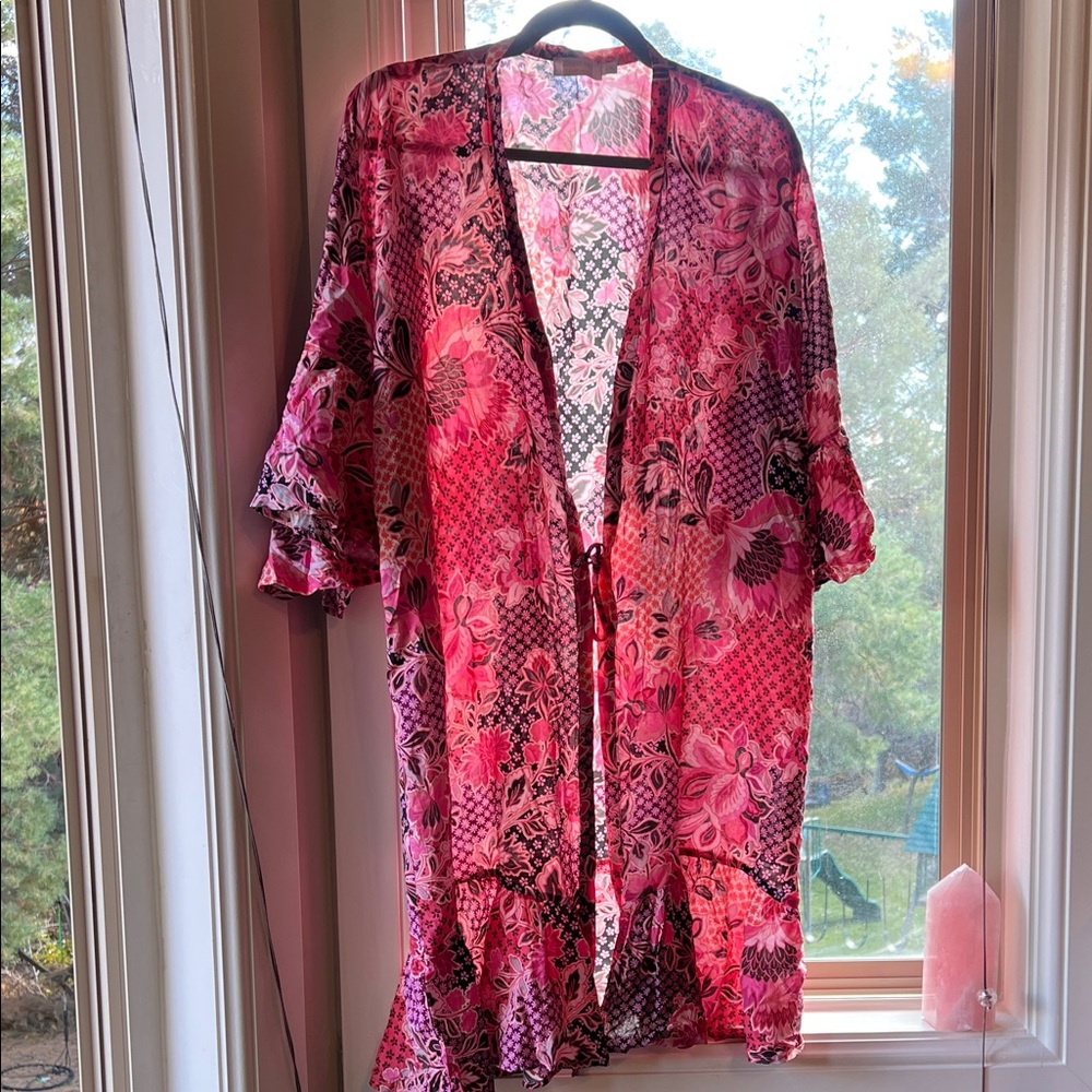 Johnny Was Valennis Ruffle Kimono (L/XL) floral robe